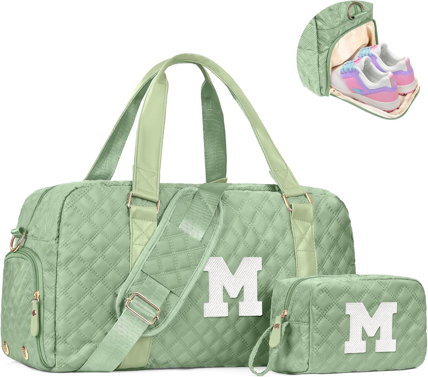 Duffle Bag Women Girls Gift: Letter Carry on bags, Dance Cheer bag Sports for Girl, Kid Gymnastics Bags, Birthday Gifts for Women Girls Kids Teens Mom Teacher