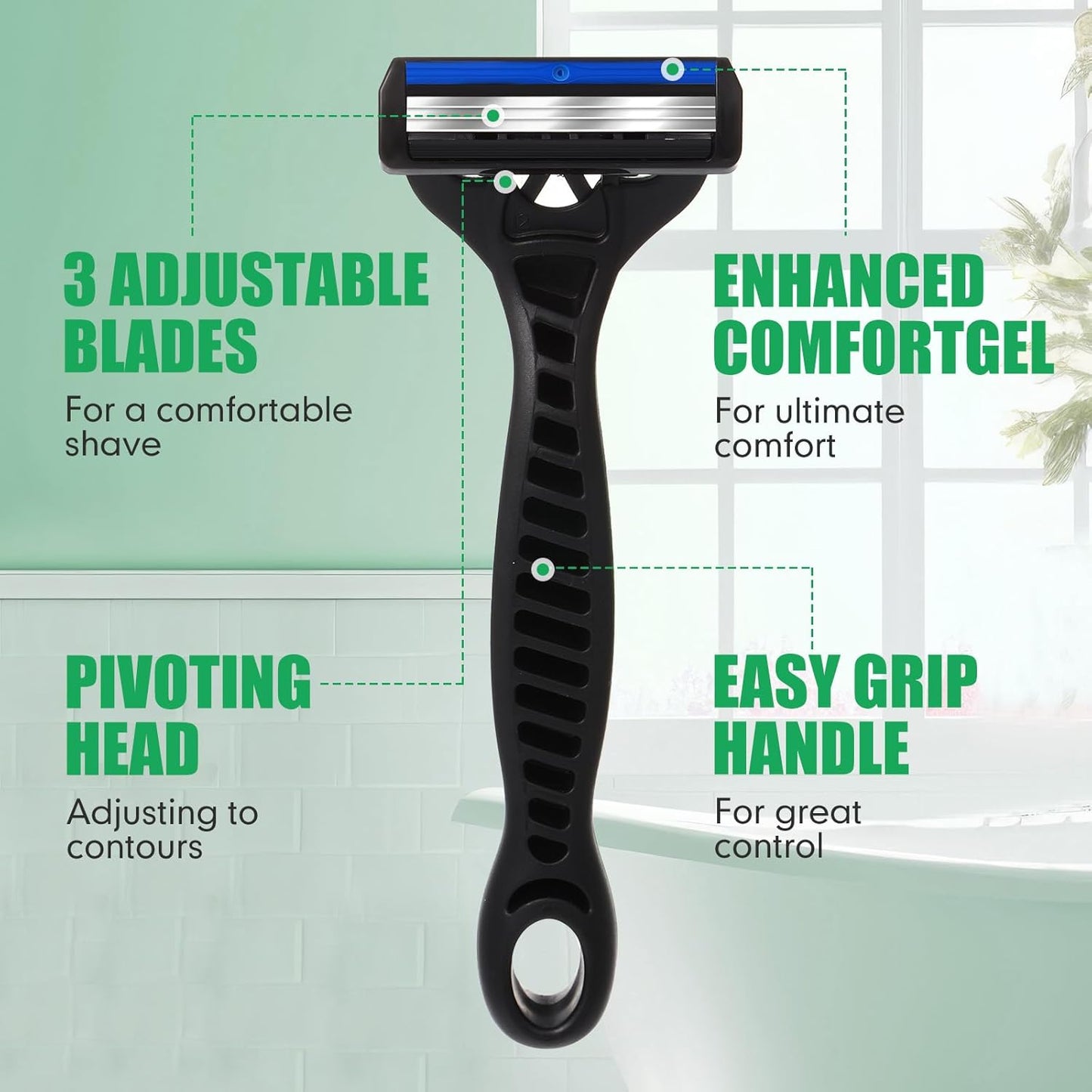 12 Pcs Mens Disposable Razors Bulk 3 Blade Sensitive Head Shaving Razors for Men Travel Hotel Spa Christmas Party Gift