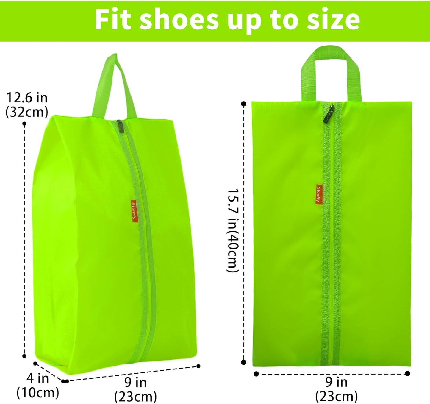 6pcs Portable Shoe Organizer, Travel Pouches with Zipper, Golf Shoe Bags, Clothes Bags, Soccer Cleats Bag Shoe Pouch for Gym, Waterproof, Odor-Resistant (Green)