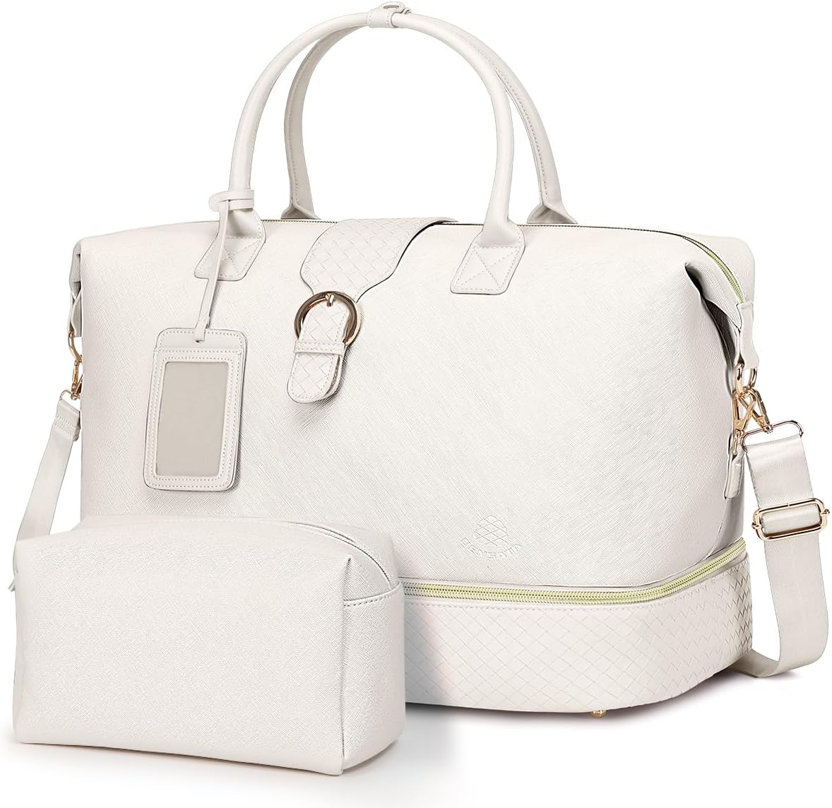 Leather Weekender Bags for Women, Travel Duffel Bag PU Overnight Bag Carry On Tote Bag with Shoe Compartment Wet Pocket