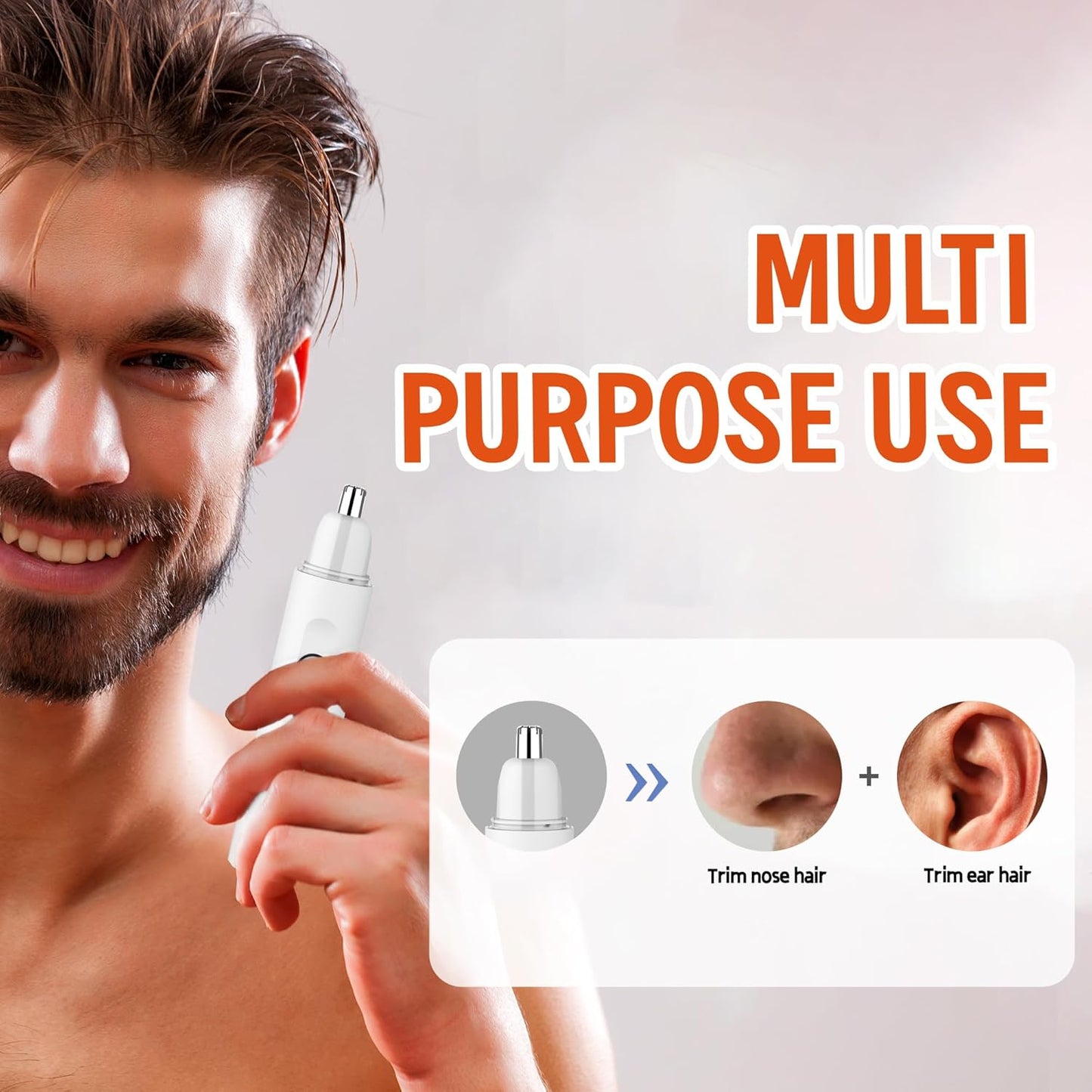 7AM2M PersonalCare Electric Nose and Ear Hair Trimmer – Rechargeable, 9000 RPM High-Speed Precision Cutting, Detachable Washable Blade, Portable Design White