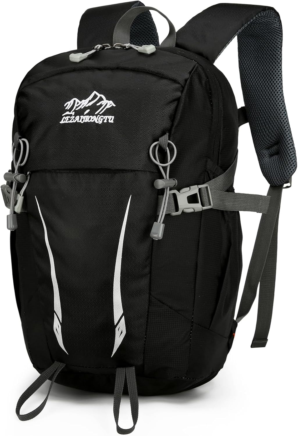 15L Small Padded Hiking Backpack with Chest Strap for Men, Lightweight Waterproof Daypack for Travel, Black