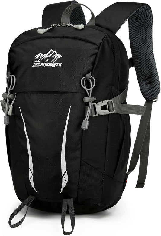 15L Small Padded Hiking Backpack with Chest Strap for Men, Lightweight Waterproof Daypack for Travel, Black