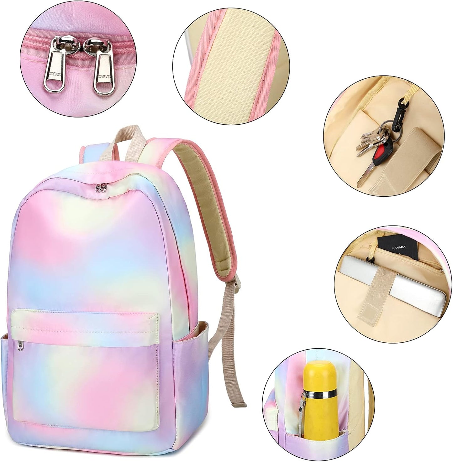 LEDAOU Backpack for Girls School Bag Kids Bookbag Teen Backpack Set Daypack with Lunch Bag and Pencil Case