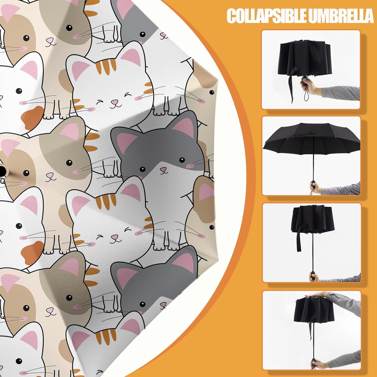 Small Compact Travel Automatic Folding Umbrella for Women, Portable Lightweight, Rain, Wind, UV Sun Shade