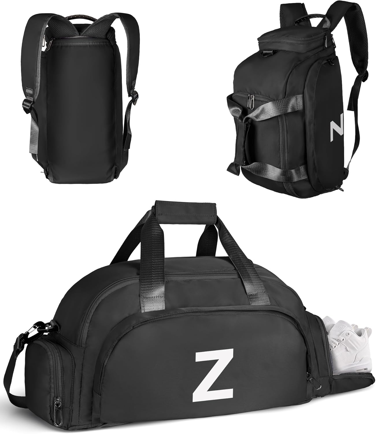 Teenage Girl Gifts 12-16, Initial Gym Bags with Shoe Compartment, Dance Bag for Girls, Monogram Kid Overnight Bags, Ballet Sport Gymnastics Cheer Travel Duffle Tote (Letter Z)