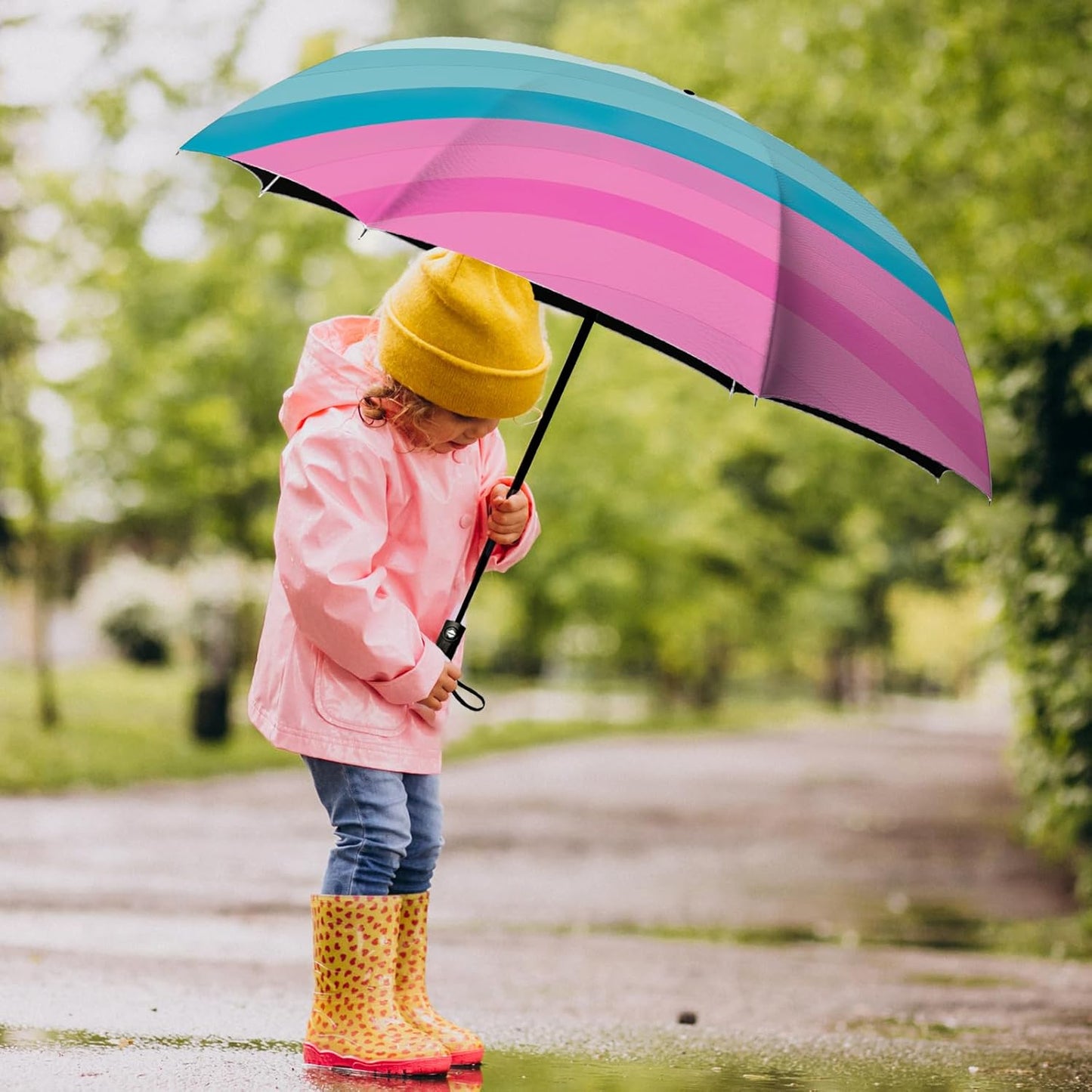 Small Compact Travel Automatic Folding Umbrella for Women, Portable Lightweight, Rain, Wind, UV Sun Shade