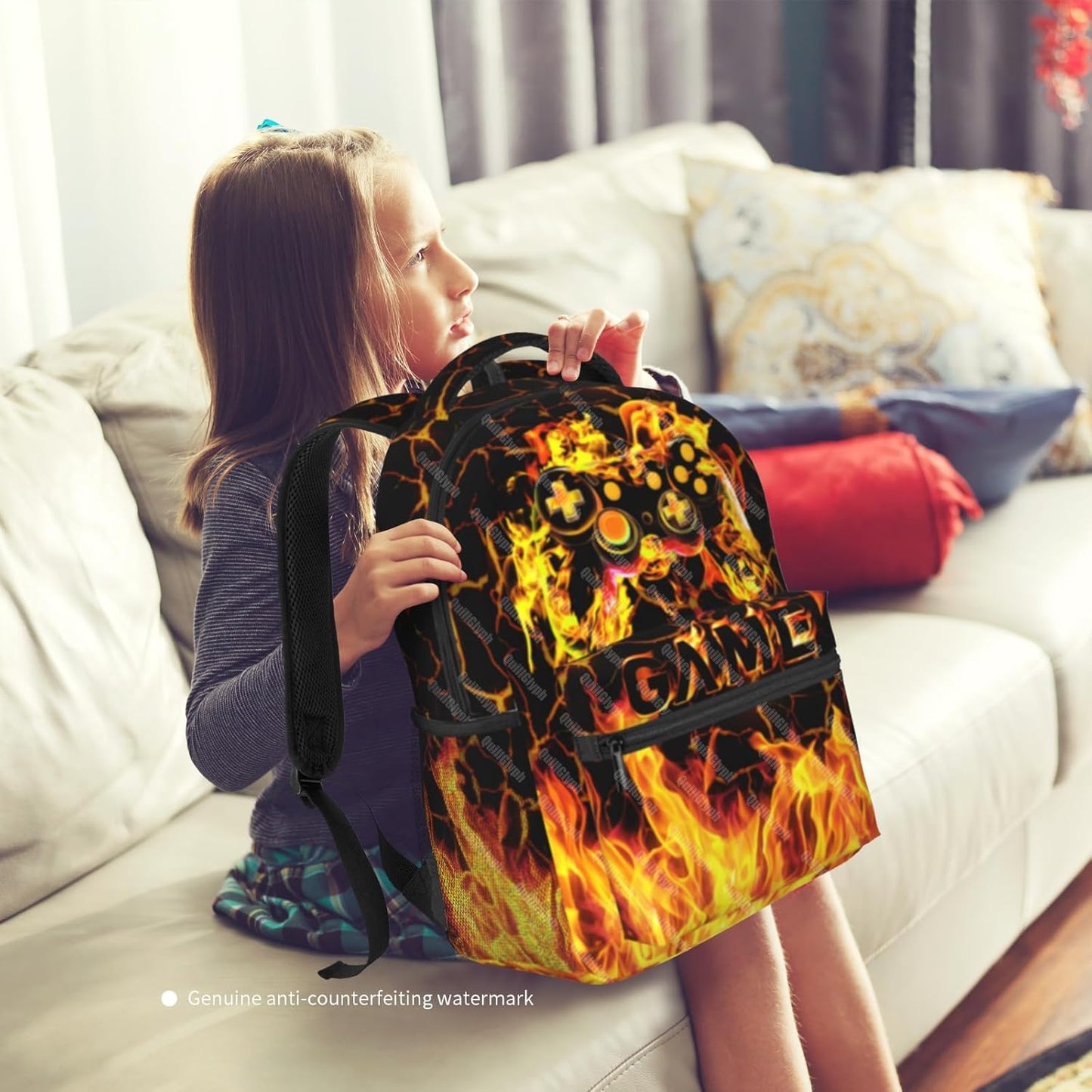 School Backpack For Boys Abstract Gamepad Boys Backpack For Kids Children Teens Elementary Middle School Boy Backpacks Ages 6-18 Video Games Bookbag back pack