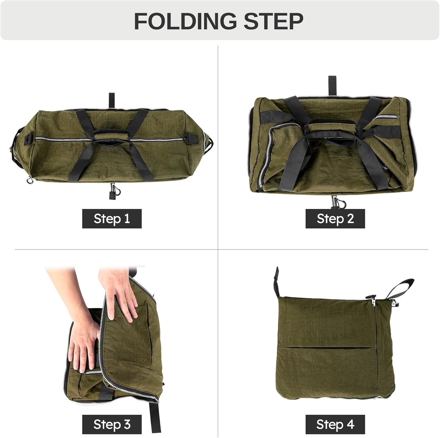 65L 25" Foldable Duffle Bag with Shoe Compartment,Lightweight Water Resistant Packable Travel Bag,Army Green