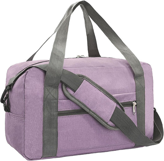 15 Inch Small Carry On Bags for Airplanes Spirit Airlines Personal Item Bag Underseat Foldable Travel Duffle Gym Bags for Women Men(20L,Purple)