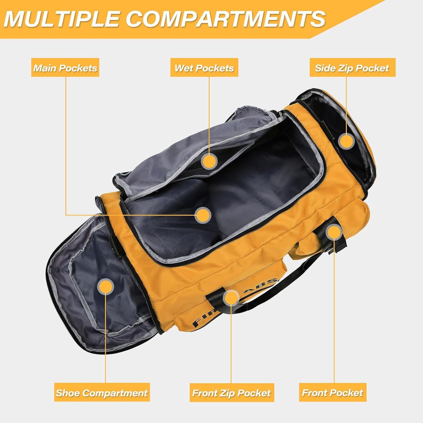 Gym Bag for Men & Women, 65L Large Capacity Travel Duffle Bag 3 in 1 Convertible Backpack with Shoes Compartment and Dry and Wet Separation