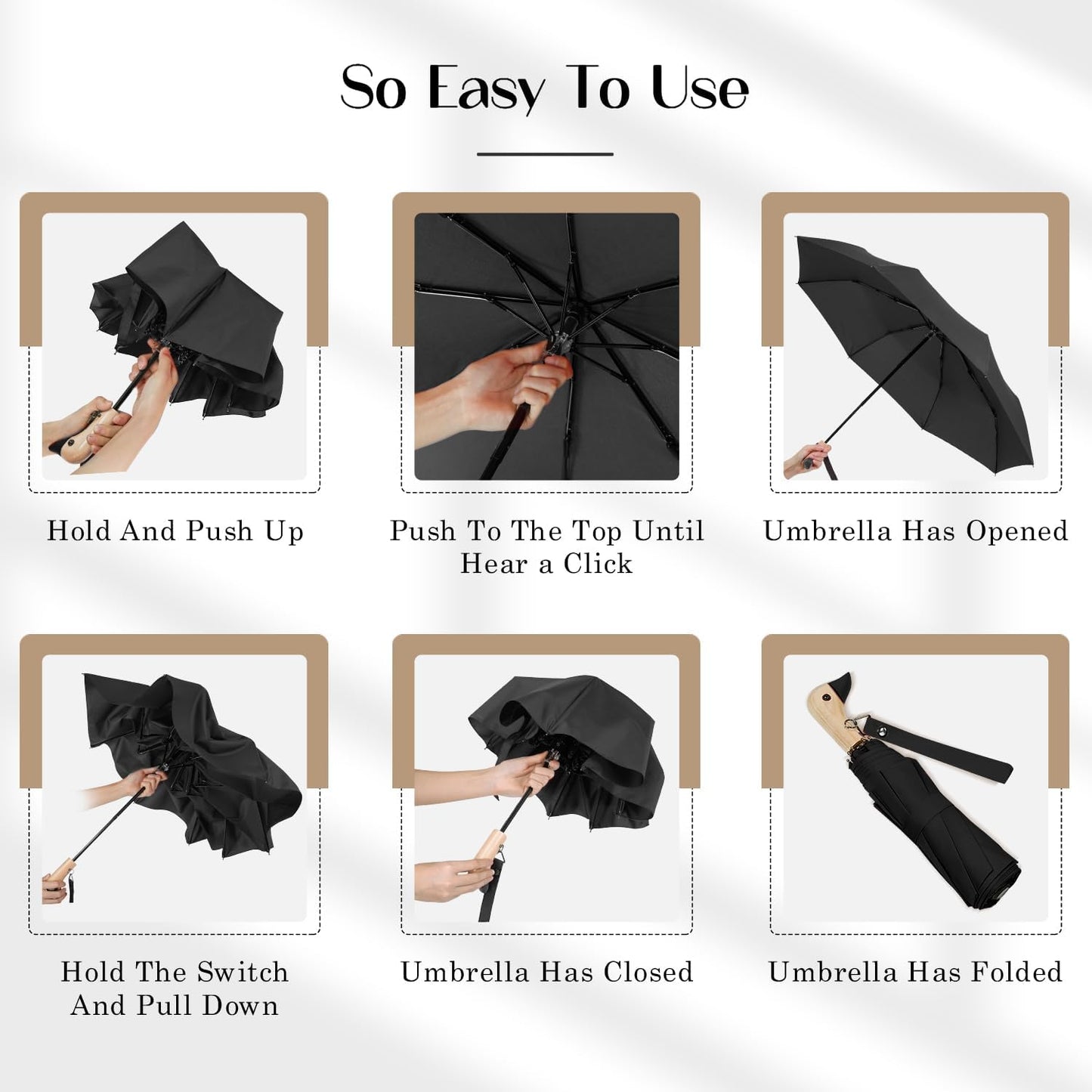 Cute Duck Handle Umbrella - Compact Travel Yellow Duck Head Umbrella for Adults and Girls