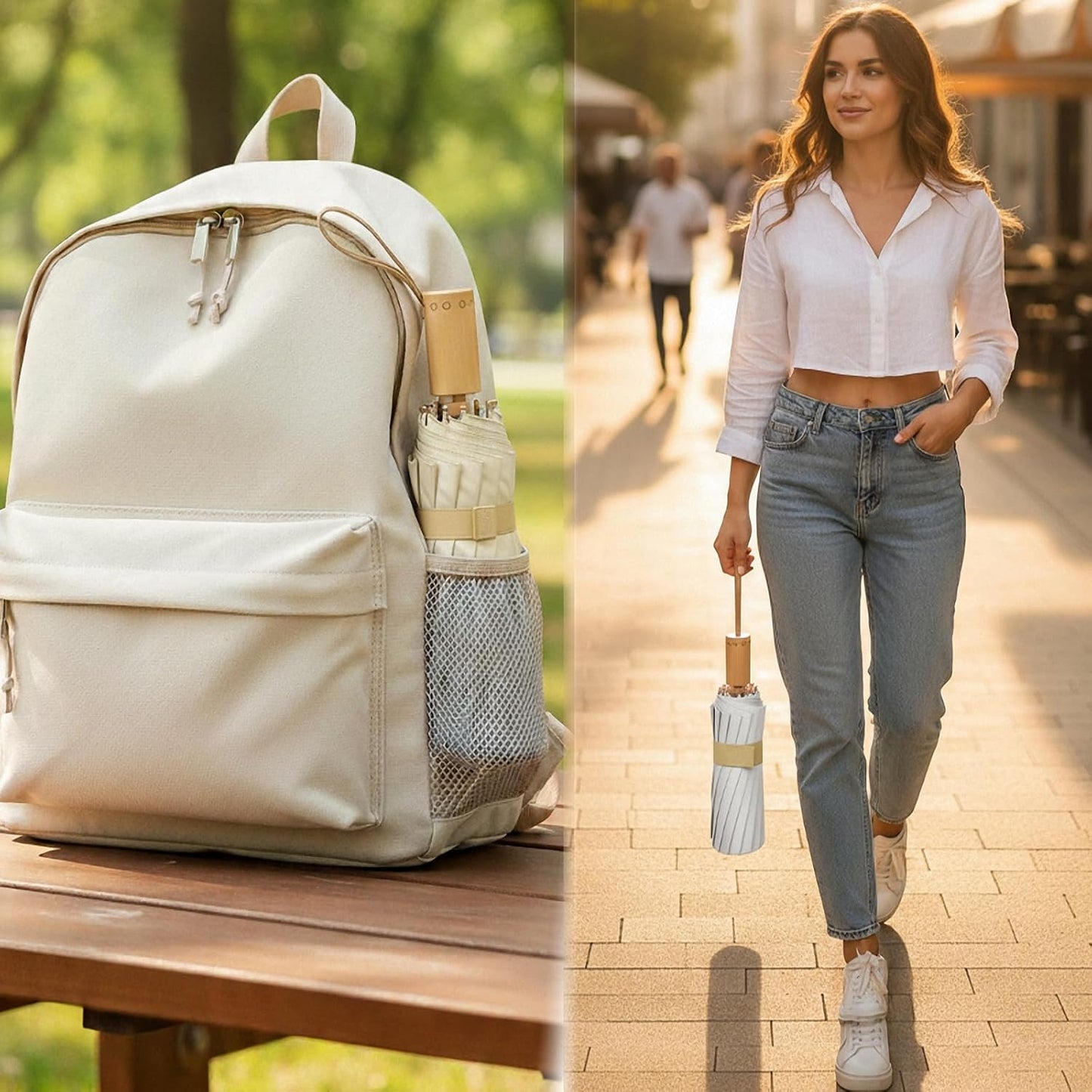 Compact Folding Umbrella for Women – Windproof Sun & Rain Umbrella with UV Protection, Lightweight Travel Parasol for Students & Professionals