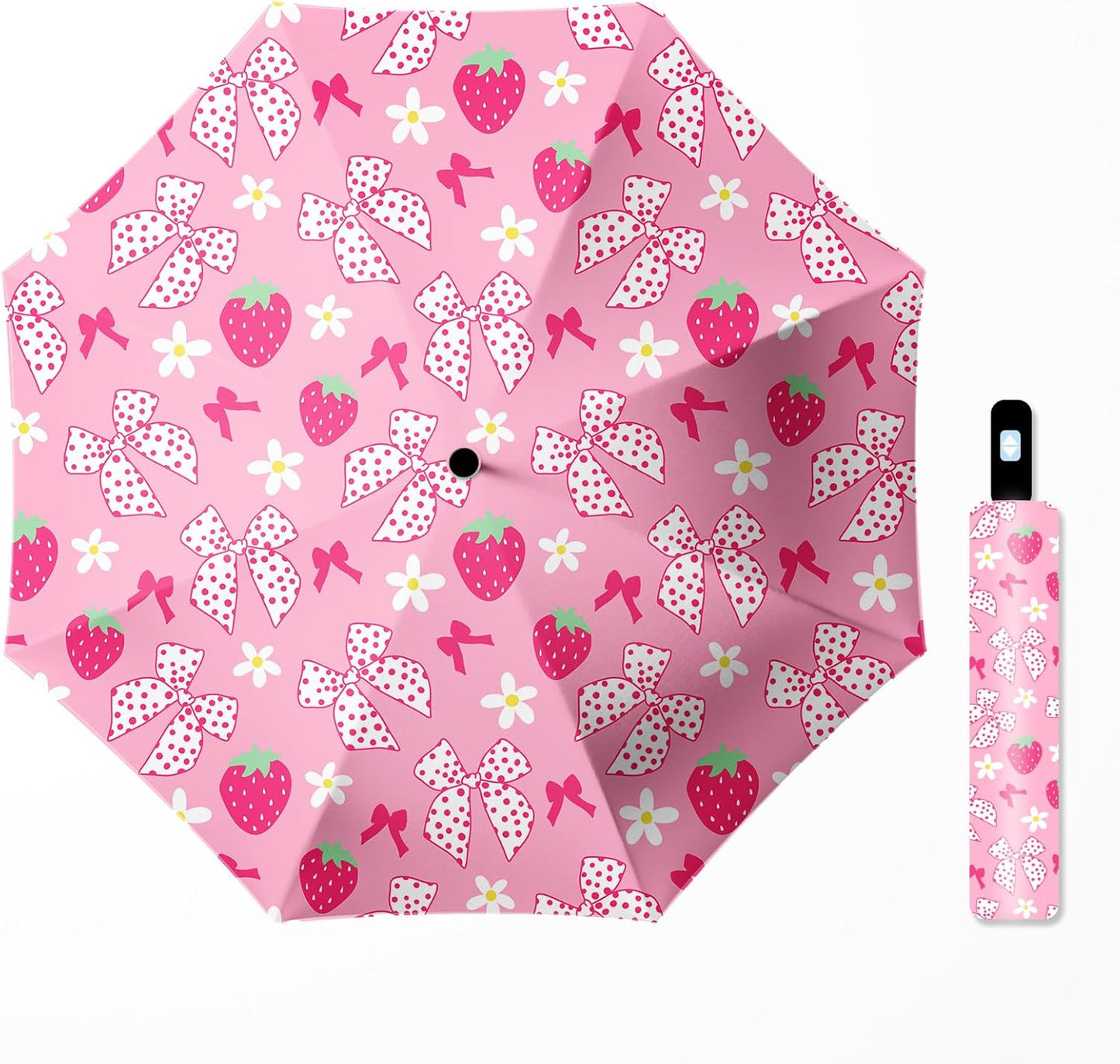 Small Travel Folding Umbrella for Girl, Portable, UV, SunShade, Compact, Automatic, Rain & Wind
