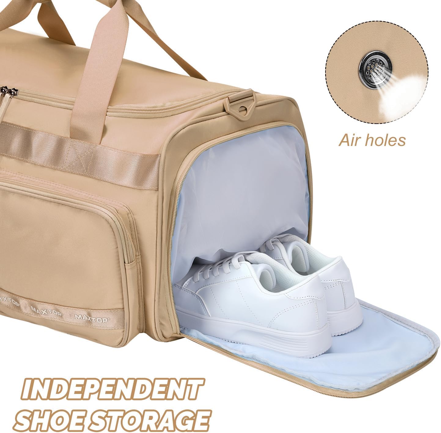 MAXTOP Gym Bag for Women Men Travel Duffle Bag Large Capacity Carry On Weekender Overnight Bag With Shoe Compartment Gym Tote Dry Wet Separation Duffel Bag for Travel