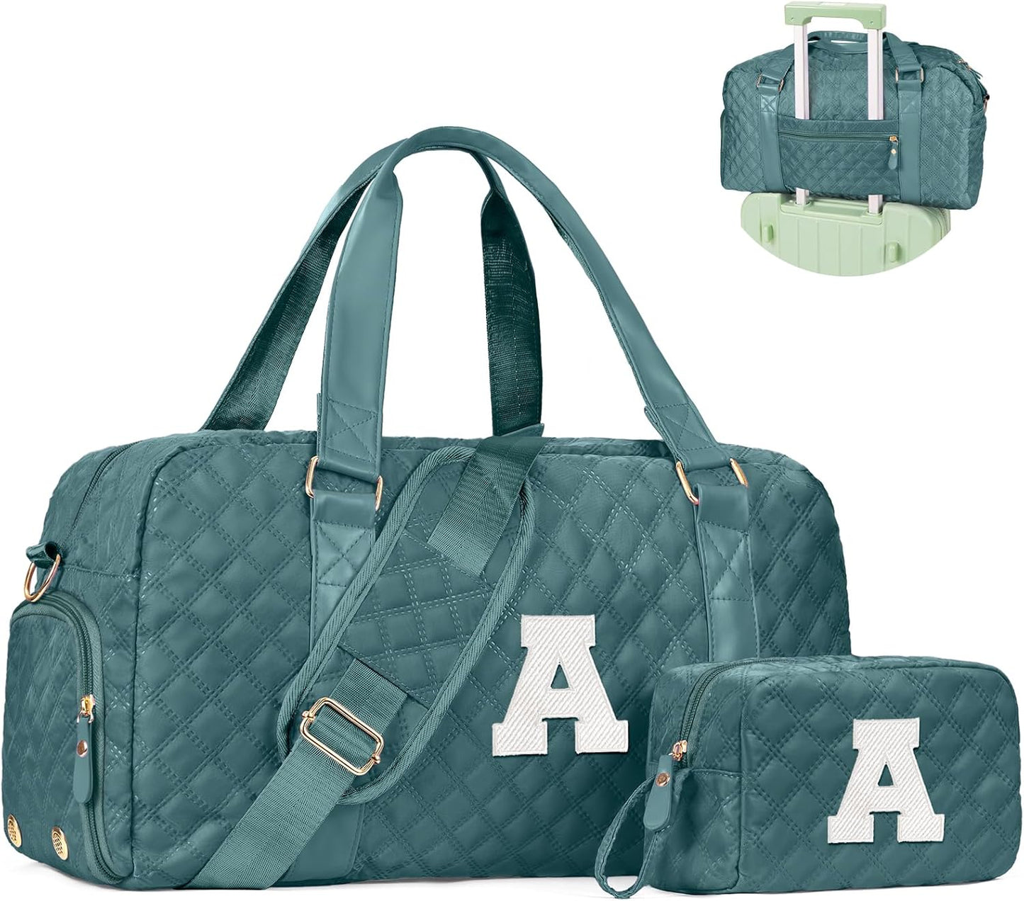 Initial Duffle Bag for Travel Women Girls Gift: Personalized Weekender bags, Dance Cheer bag Sports for Girl, Kid Gymnastics Bags, Birthday Gifts for Women Girls Kids Teens Mom Teacher