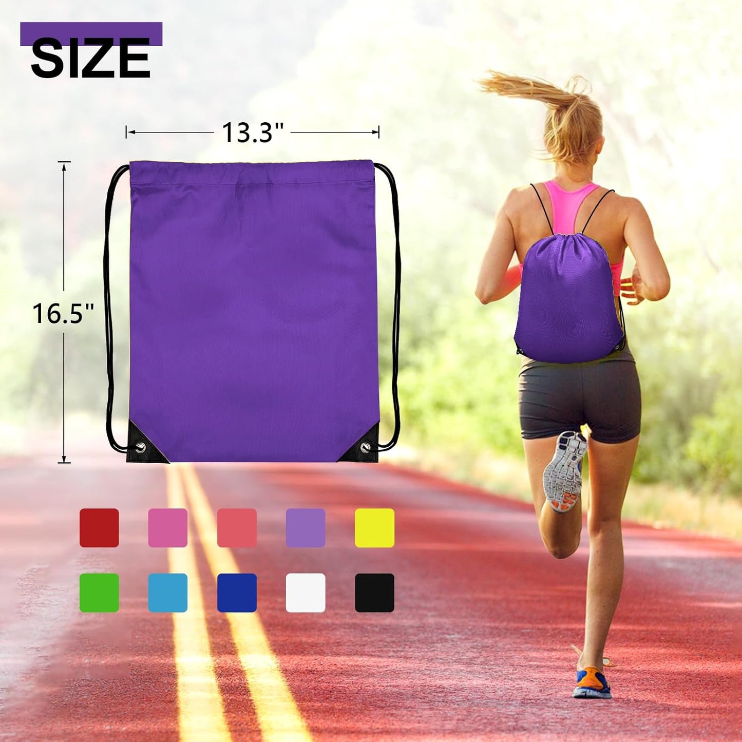 150Pcs Drawstring Backpack Bulk Cinch Sackpack Drawstring Bags Nylon for Gym Party Trip(Purple)
