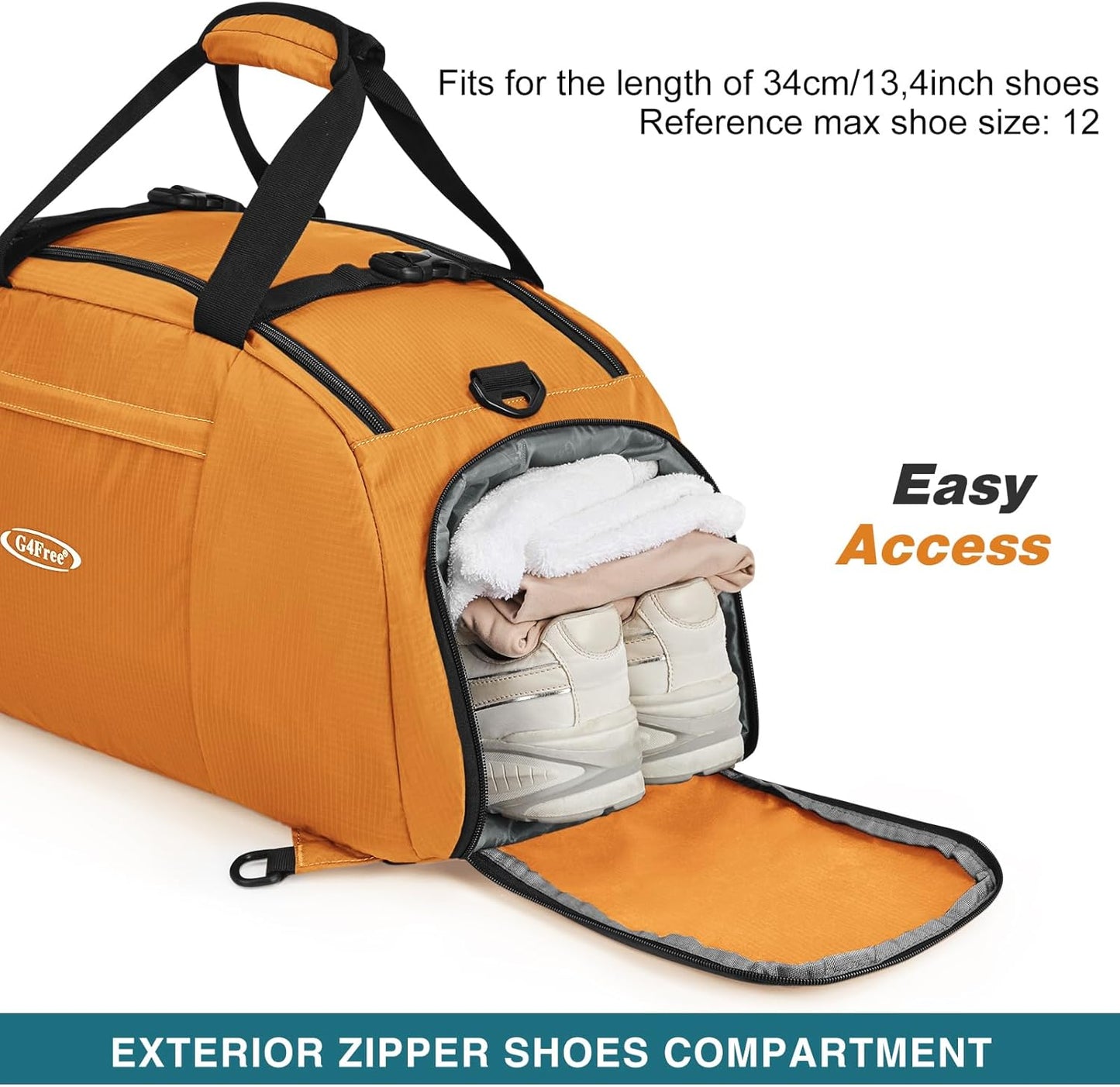 G4Free 40L 3-Way Duffle Bag Backpack Gym Bag for Men Women Sports Duffel Bag with Shoe Compartment Travel Backpack Luggage