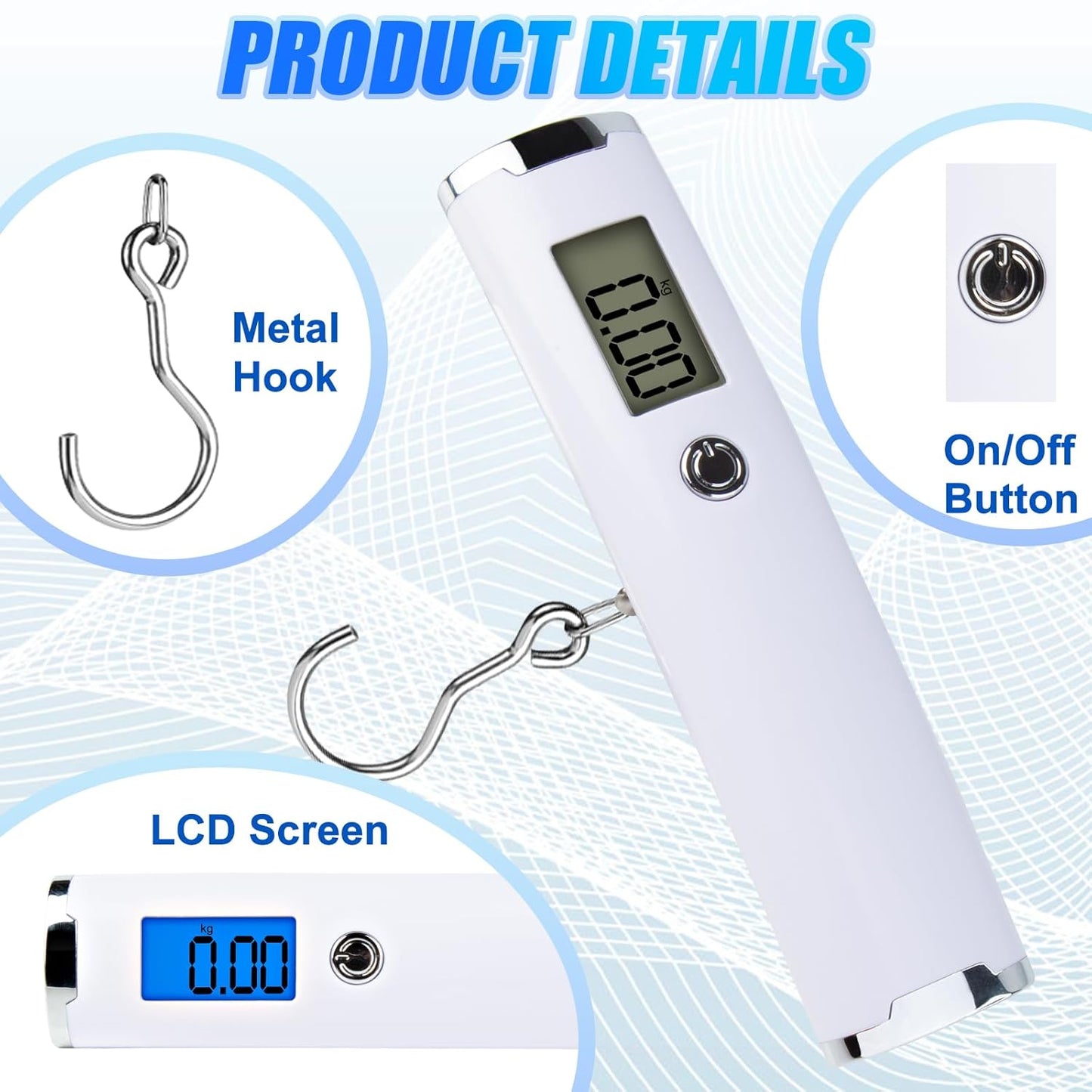 Digital Luggage Scale for Travel Handheld Weight Scale for Luggage with Tare Function 110lbs Travel Luggage Weight Portable Suitcase Weighing Scale Back-lit LCD Display Gifts for Travelers (Hook)