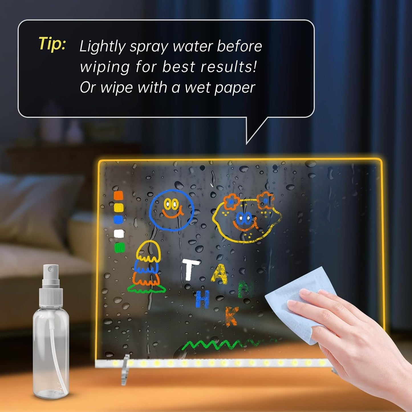 Led Drawing Board with Battery Pack, 13.7"X10" LED Note Board with Colors for Kids, Light Up Drawing Board for Home Office School, Personalized Birthday Gifts for Girls Boys