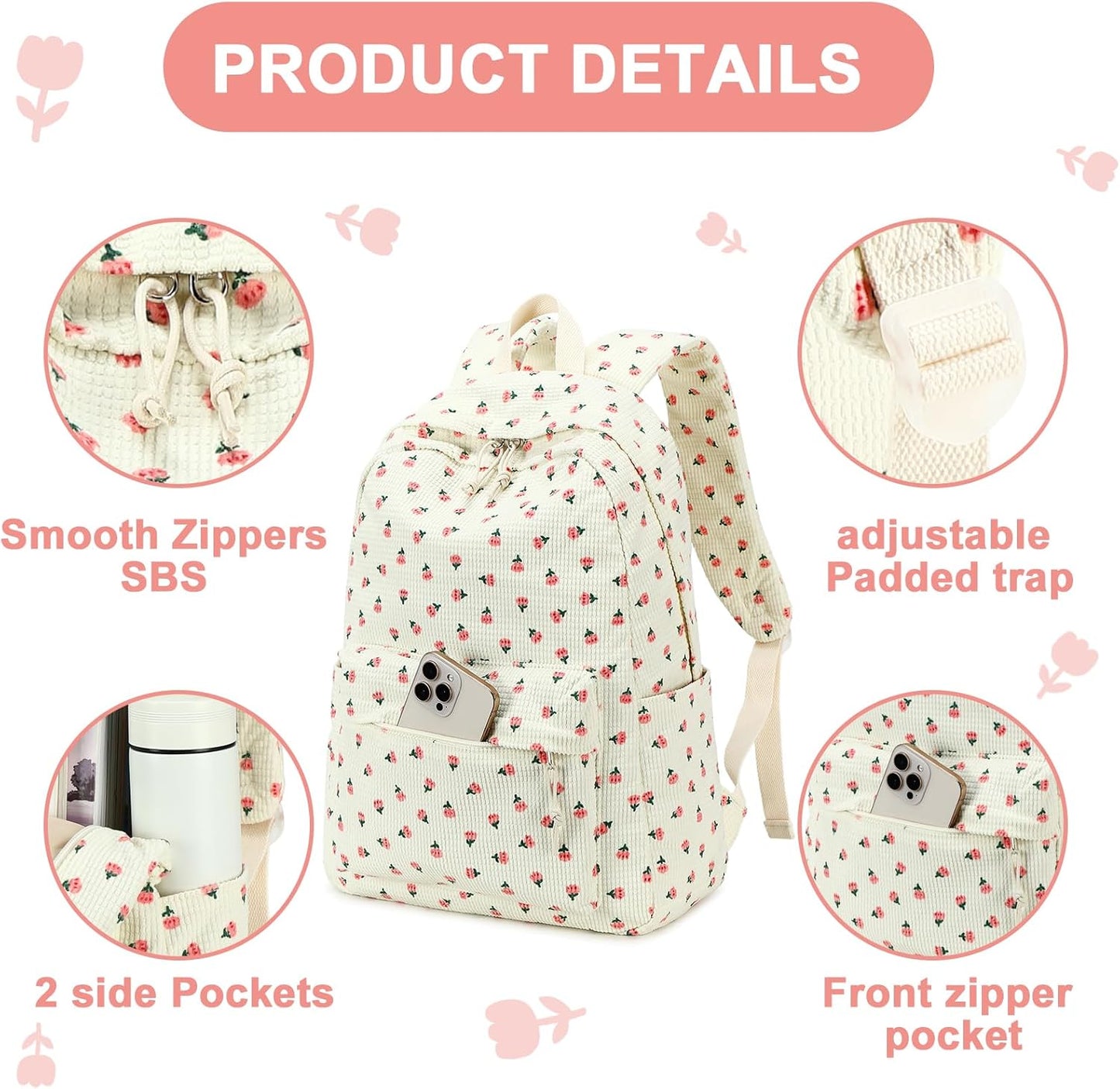 LEDAOU School Backpack Teen Girls Lightweight Bookbag Elementary Middle School Backpacks College Laptop Bag Travel Daypack