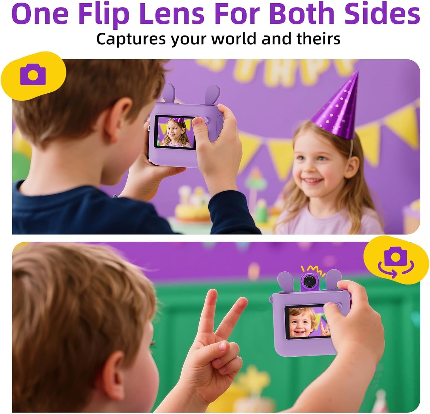 ORGSTA Kids Instant Print Camera for Boys and Girls 1080P HD Toddler Digital Camera with 3 Rolls Print Paper&32G Card, Christmas Birthday Gift Toys for Age 3-16 Kids Portable Travel Digital Camera Toy