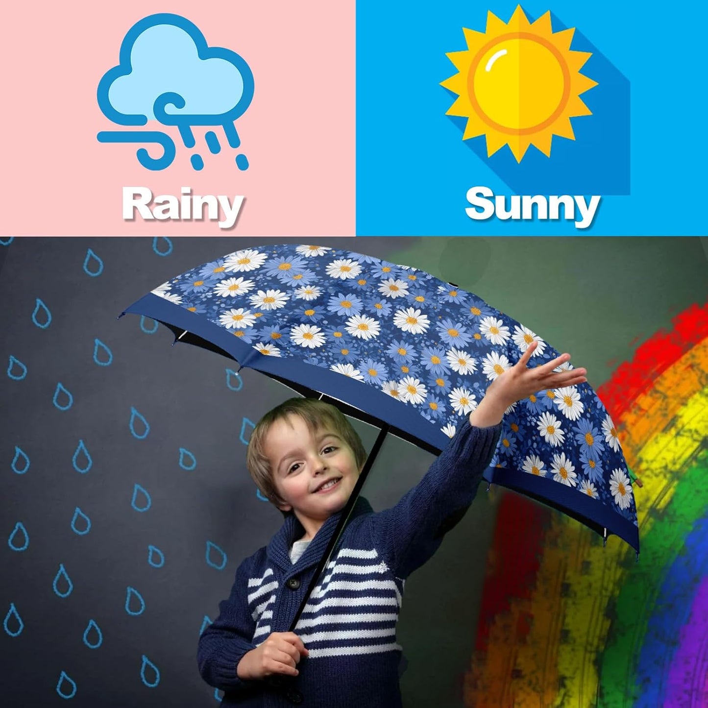 Small Travel Folding Umbrella for Girl, Portable, UV, SunShade, Compact, Automatic, Rain & Wind