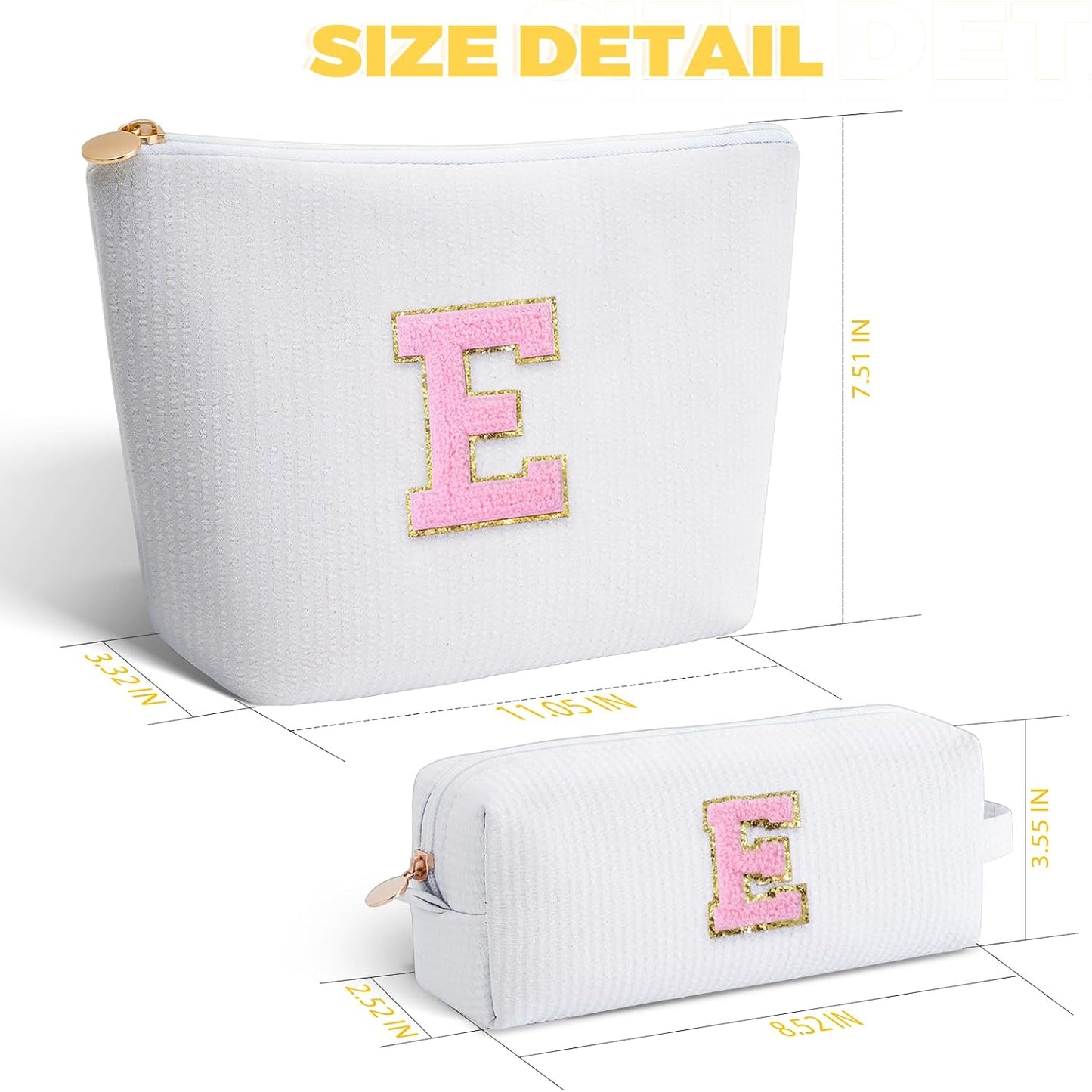Teen Girl Travel Essentials - Birthday Gifts for Girls Teens Kids Daughter Sister Her,Cute Trendy Stuff Makeup Bag Set Cosmetic Bag - White,E