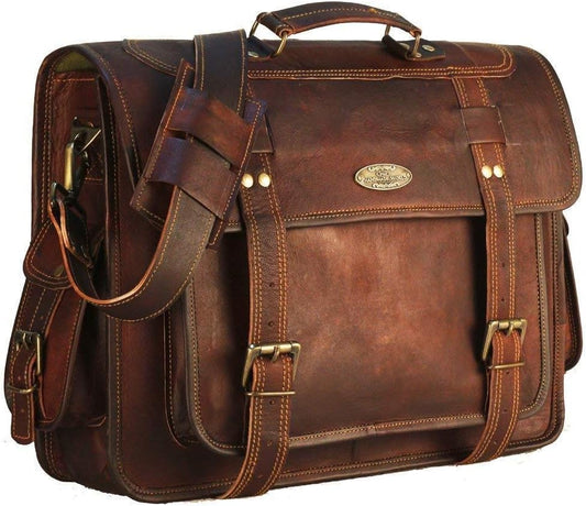 Leather Messenger Bag For Men, Vintage Handmade Laptop Briefcase and Shoulder Bag for Men, Business Satchel Office Bag