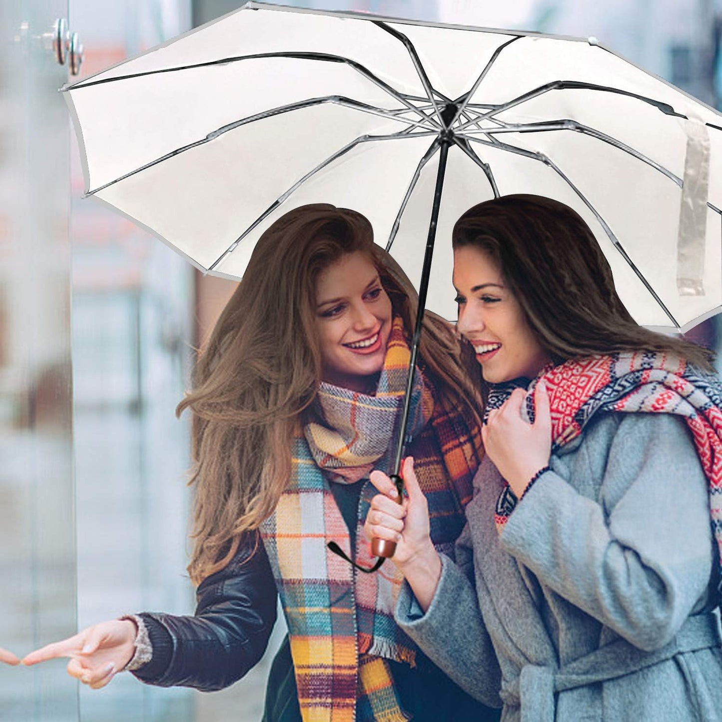 Lejorain Golf Large Inverted Umbrella - Black Big Windproof Heavy Duty Upside Down 46/50/54 Inch Compact Reverse Car Automatic Folding Reflective Umbrella