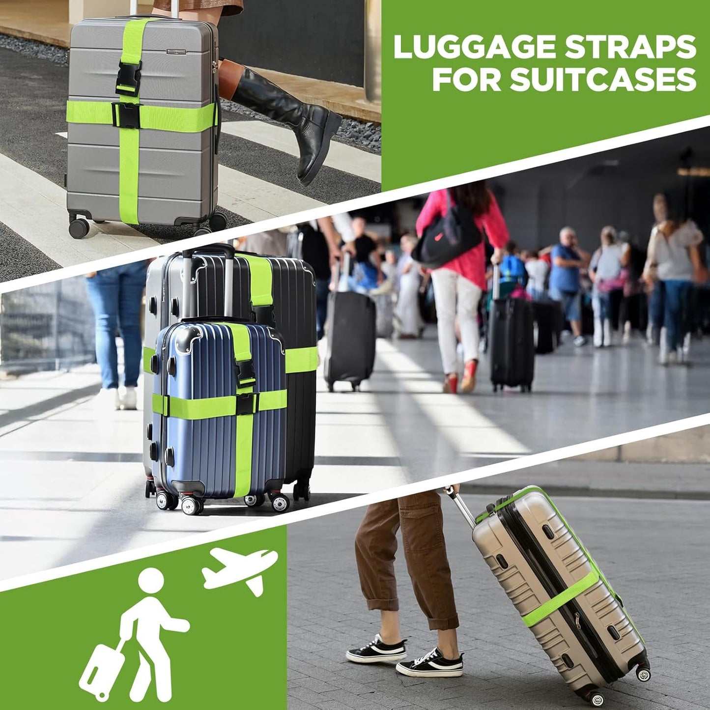 12 Pcs Luggage Straps for Suitcases, Travel Belt Suitcase Belt, Suitcase Straps, Luggage Belt Strap, Travel Straps for Luggage, Luggage Band Bag Straps