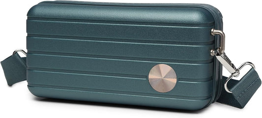 Somago Hard Shell Suitcase Handbag with Adjustable Strap Mini Cosmetic Handbag Cell Phone Purse Bag for 6.9" Shoulder Bag(Ice Blue)