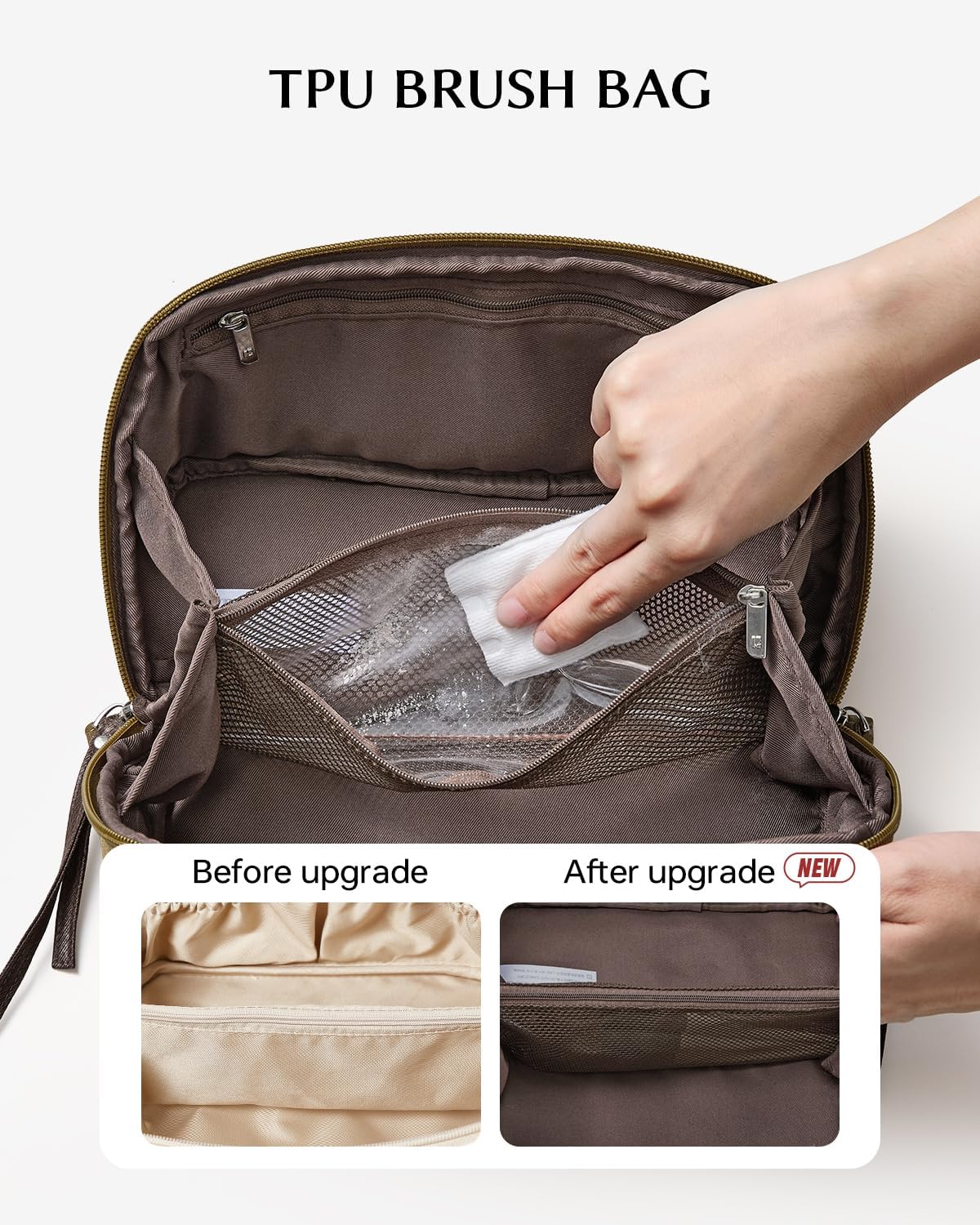 EACHY Travel Makeup Bag, Large Toiletry Bag for Women, Flat-Opening Organizer Pouch with Compartments