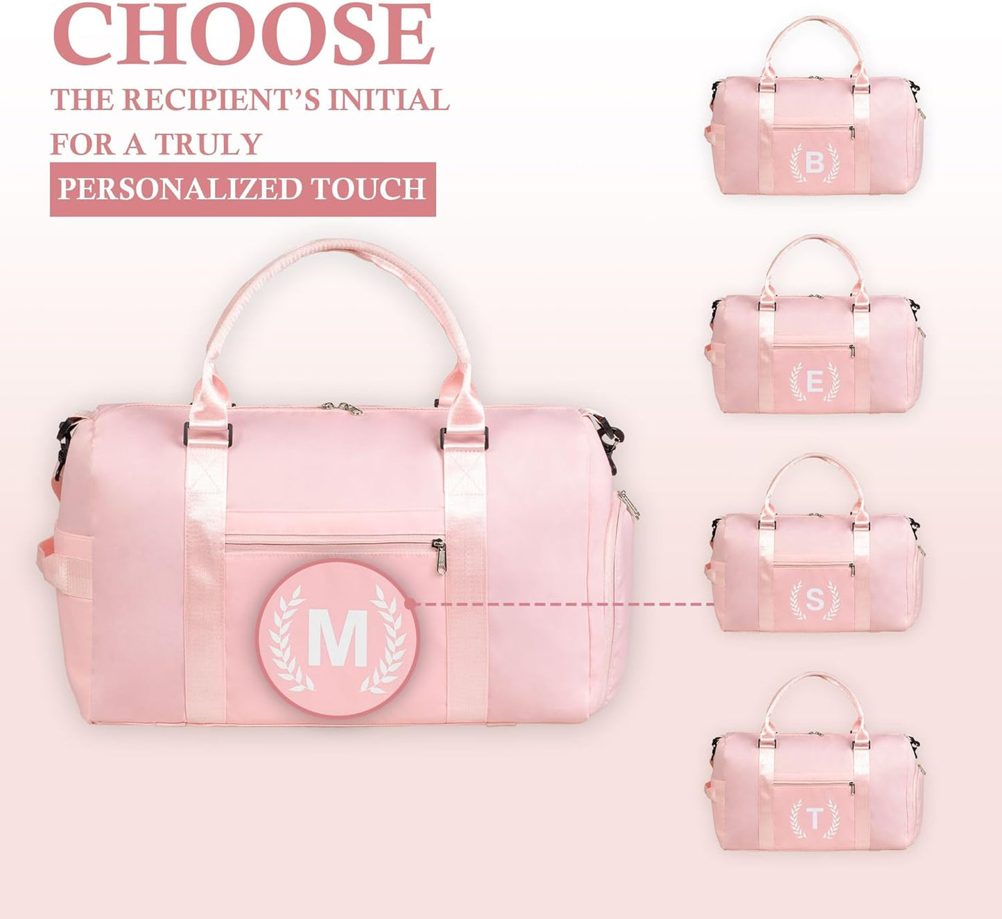 Gym Bag for Women, Personalized Duffle Bag with Shoe Compartment for Yoga & Dance with Wet Pocket and Mat Strap.