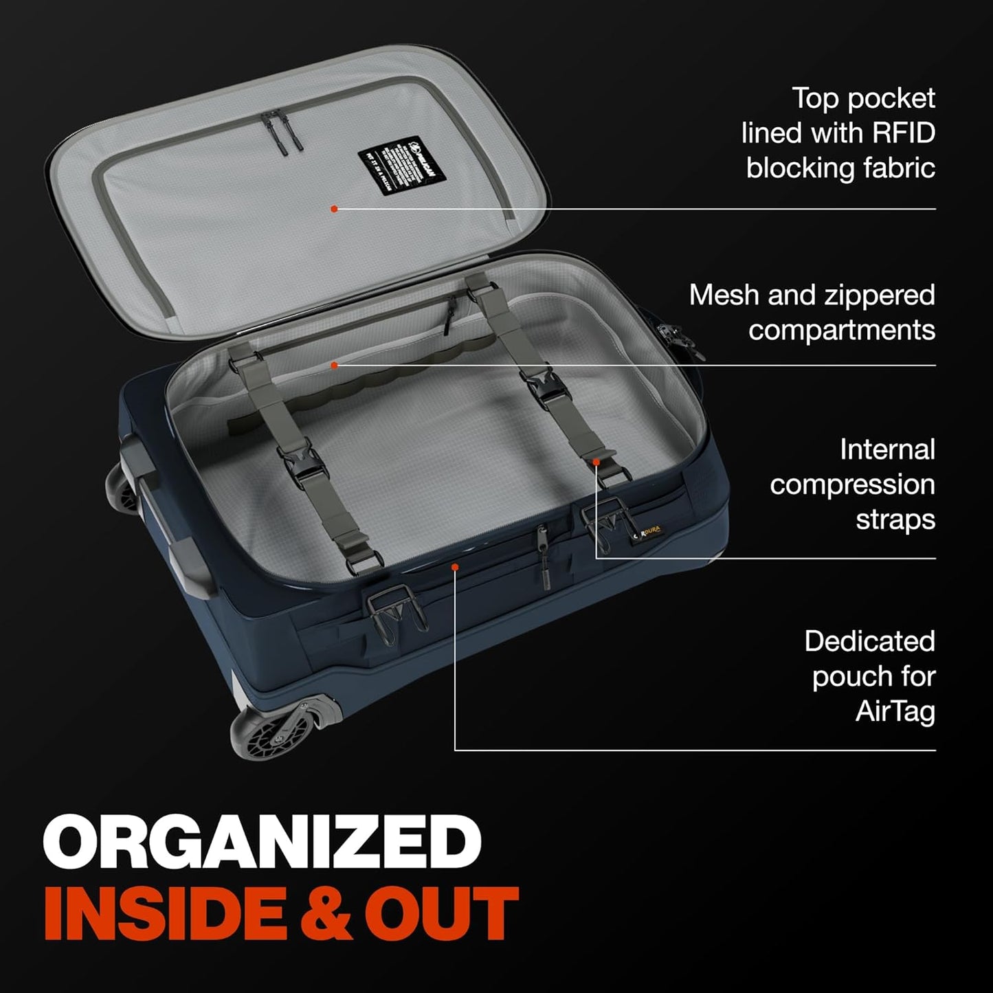 Pelican Aegis Luggage - Carry On Duffel Bag with Wheels - 22 Inch Carry On Bag - Airline Approved (Indigo)