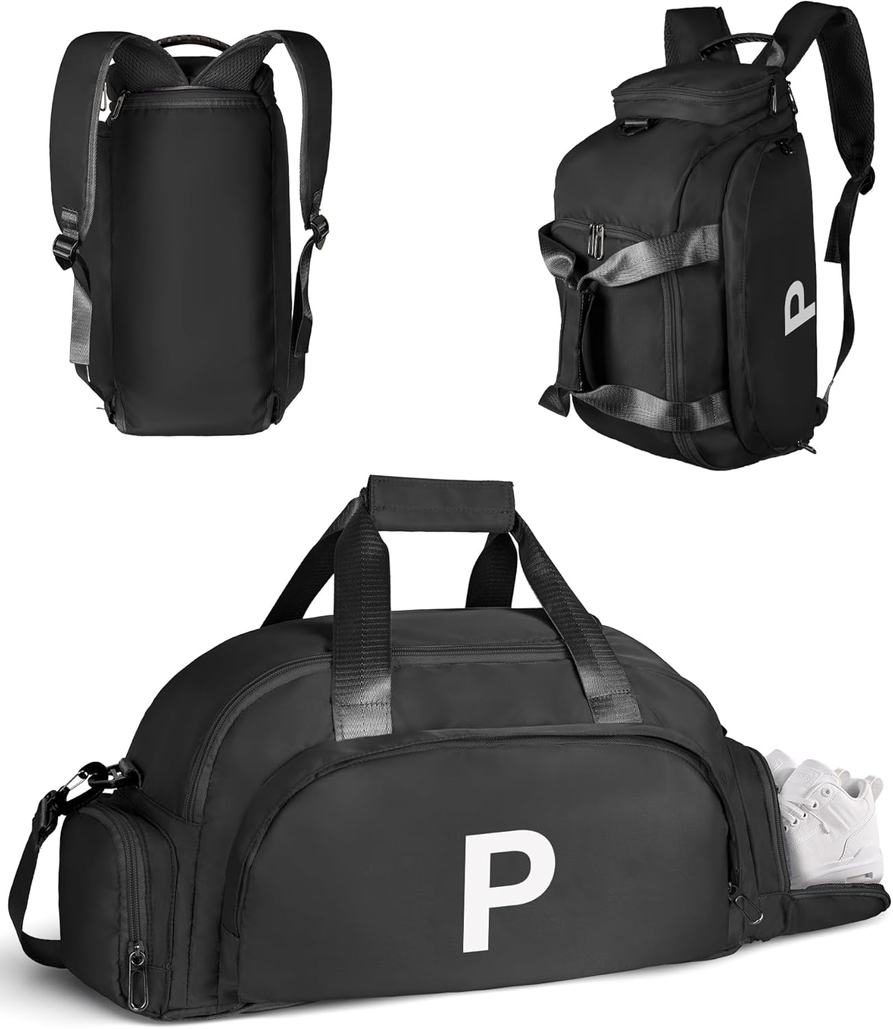 Birthday Gifts for Girls 12-14, Initial Gym Bags with Shoe Compartment, Dance Bag for Girls, Monogram Kid Overnight Bags, Ballet Sport Gymnastics Cheer Travel Duffle Tote (Letter P)