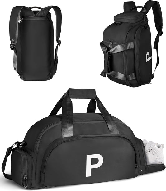 Birthday Gifts for Girls 12-14, Initial Gym Bags with Shoe Compartment, Dance Bag for Girls, Monogram Kid Overnight Bags, Ballet Sport Gymnastics Cheer Travel Duffle Tote (Letter P)