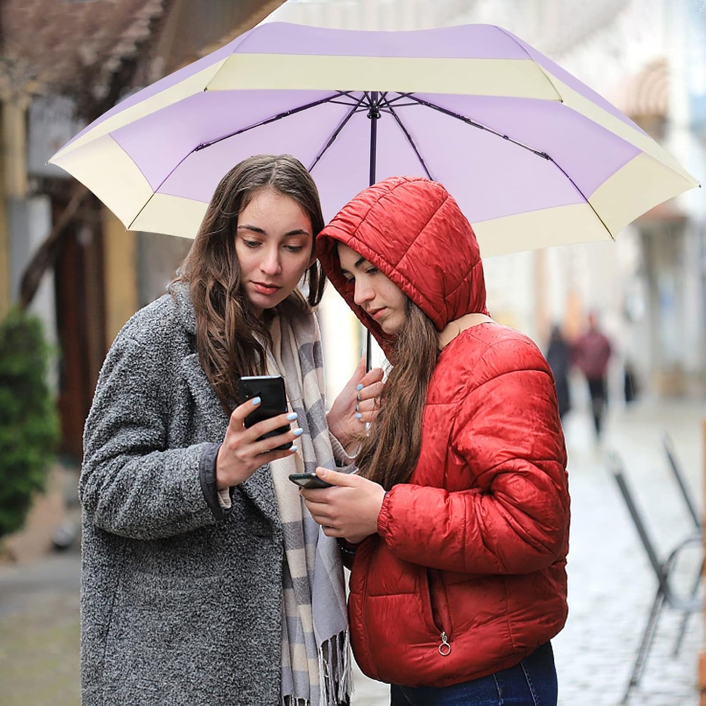 Lejorain Compact Golf Umbrella Large - 54inch Travel Big Portable Automatic Folding Umbrella Windproof for Men Heavy Duty 210T Dupont Teflon Coated Umbrella for Rain