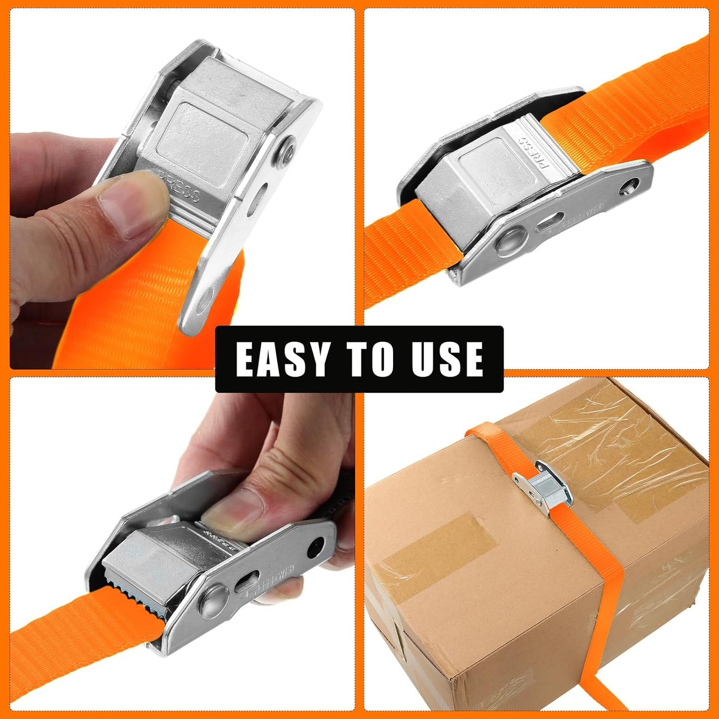 16 Pcs Cambuckle Tie Down Straps 1763lbs Break Strength Securing Straps 1'' x 15 ft Cambuckle Tie Downs with S Hook for Motorcycle, Kayak, Car, Truck, Boat Moving, Securing Cargo(Orange)