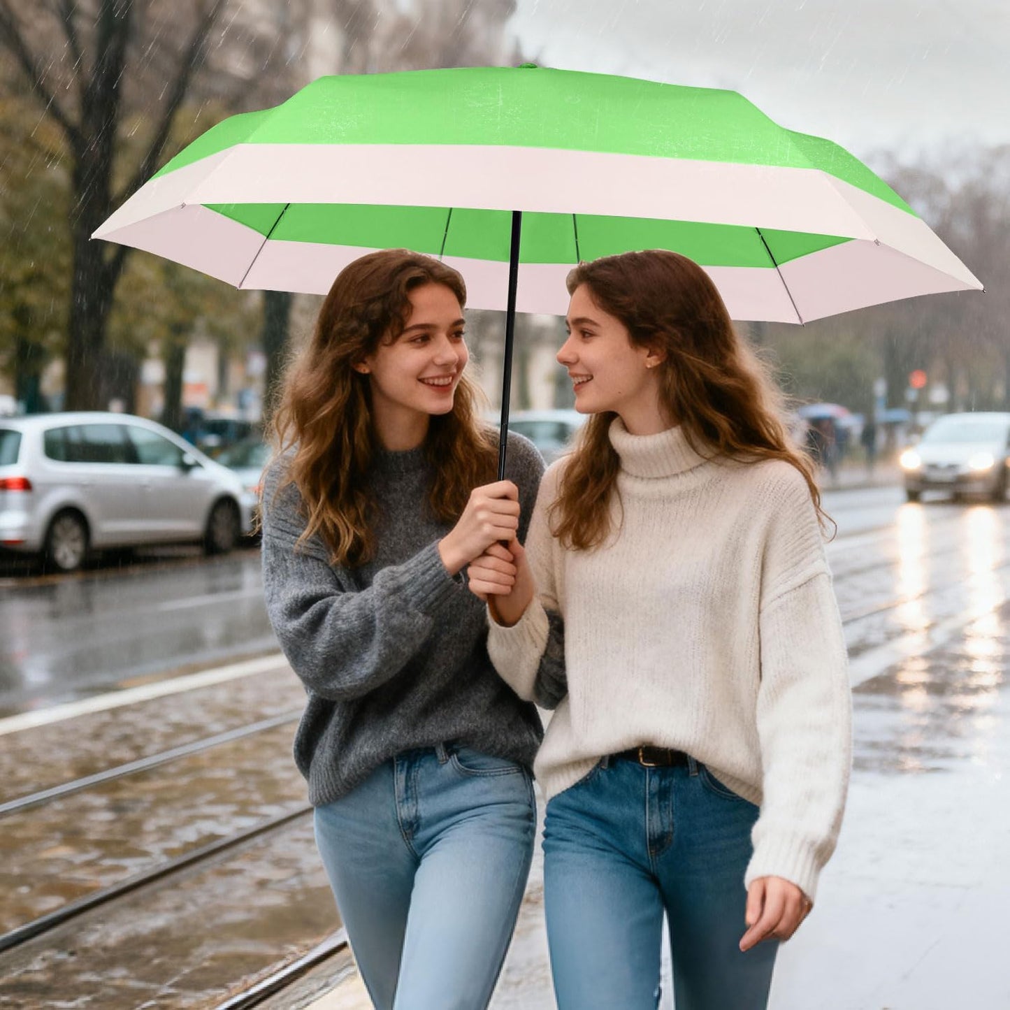 Lejorain Compact Golf Umbrella Large - 54inch Travel Big Portable Automatic Folding Umbrella Windproof for Men Heavy Duty 210T Dupont Teflon Coated Umbrella for Rain