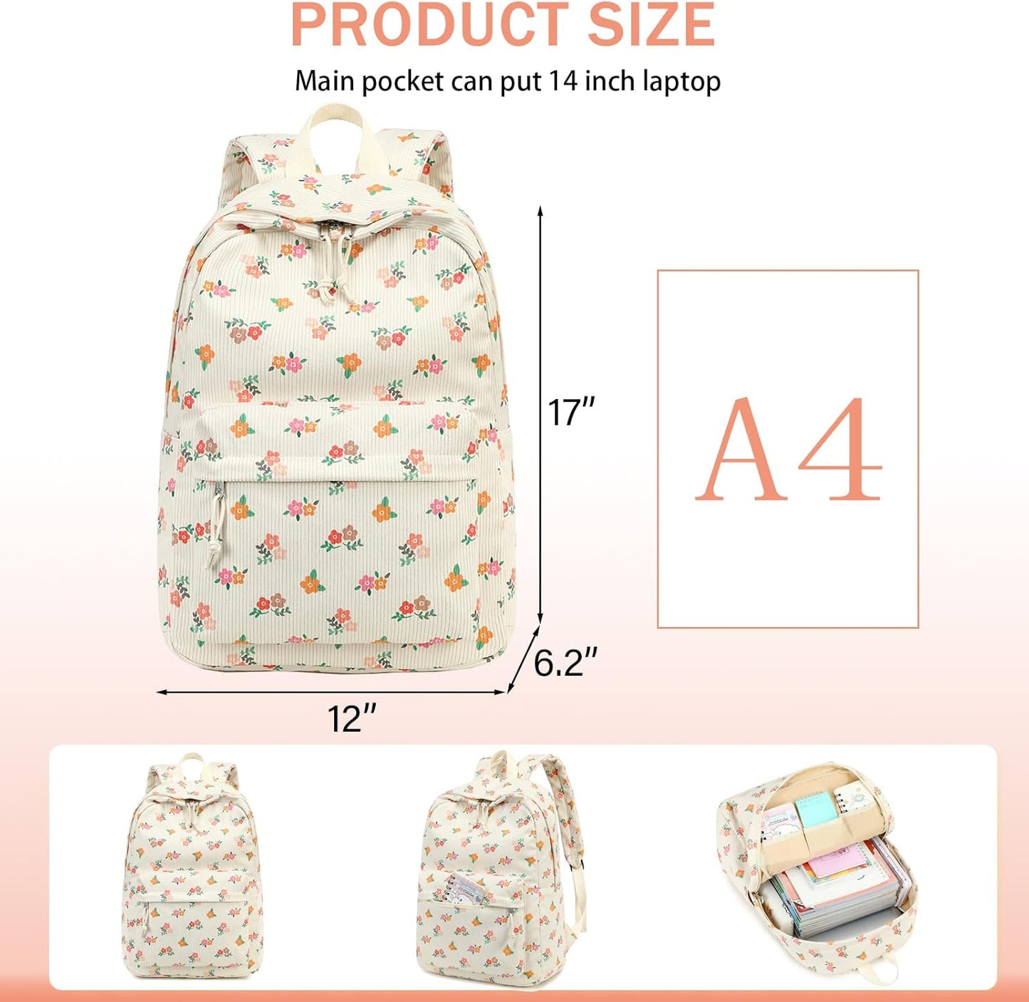 LEDAOU School Backpack Teen Girls Lightweight Bookbag Elementary Middle School Backpacks College Laptop Bag Travel Daypack