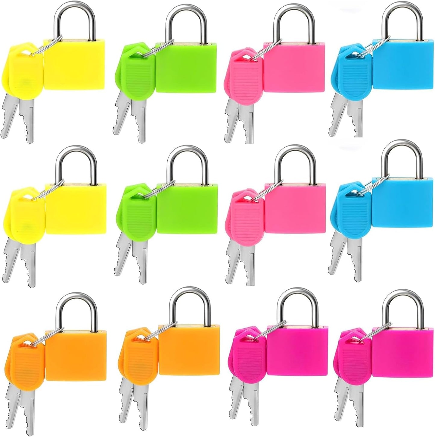 12 PCS Luggage Locks with Keys Padlock Metal Small Luggage Lock for Travel Bags, School Gym Locker, Toolbox - 23mm (6 Colors)