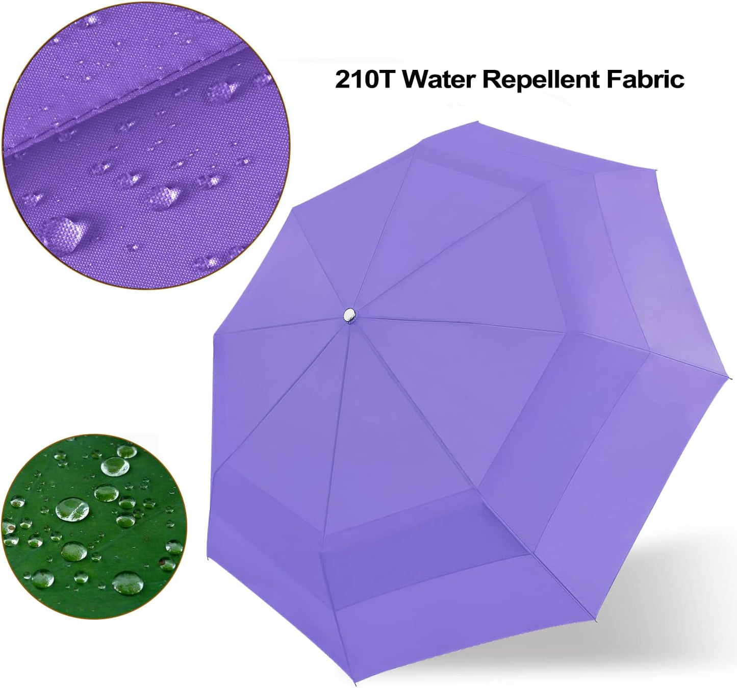 Lejorain Large Folding Golf Umbrella - Compact Mens Umbrellas Travel Rain and Windproof 54inch Collapsible Automatic Open Close Umbrella 210T Teflon Vented Double Canopy