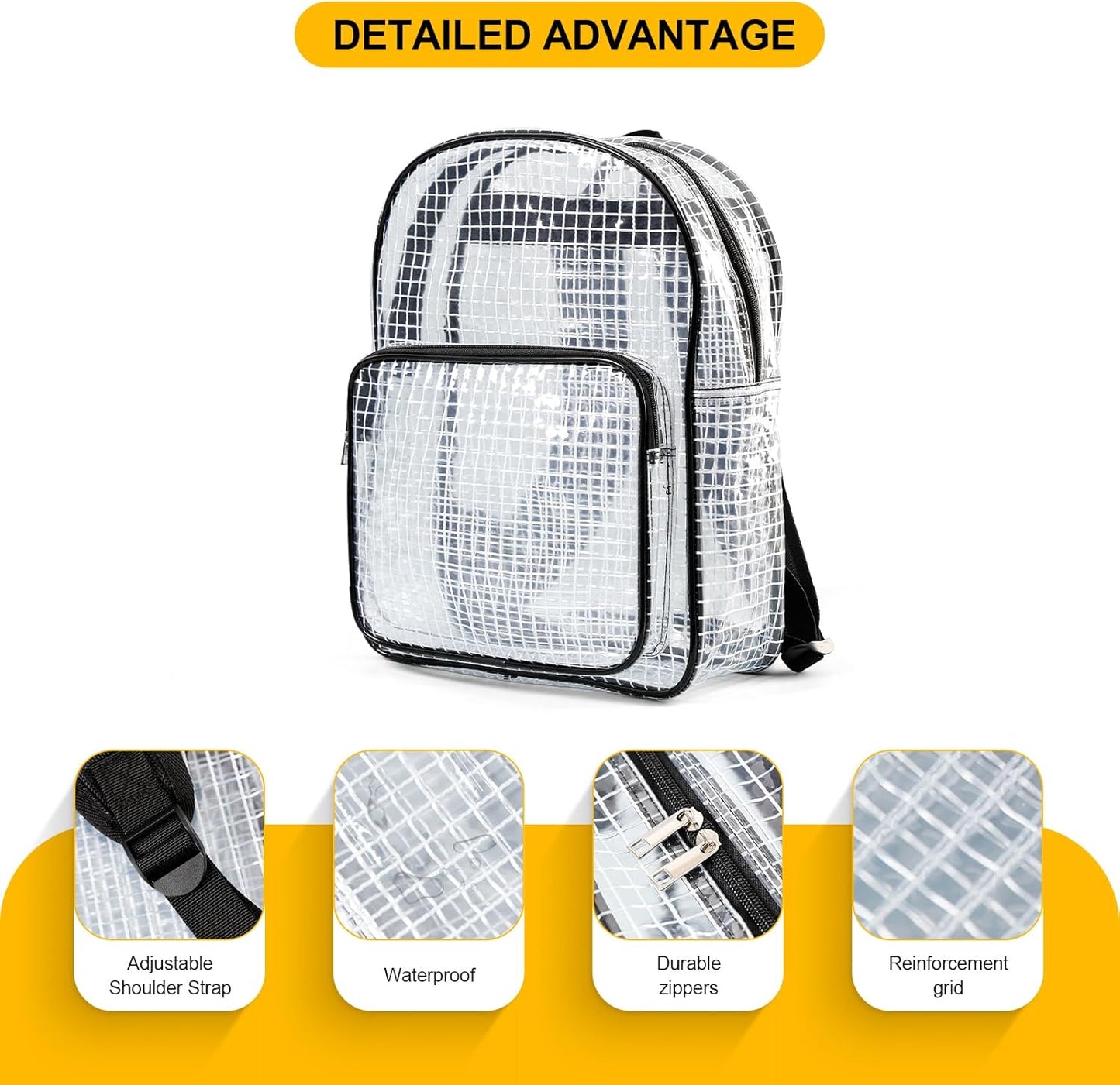 15.7 Inch Tool Backpack-Transparent & Anti-static Cleanroom Engineer Tool Bag for Work and Travel（fabric shoulder straps）