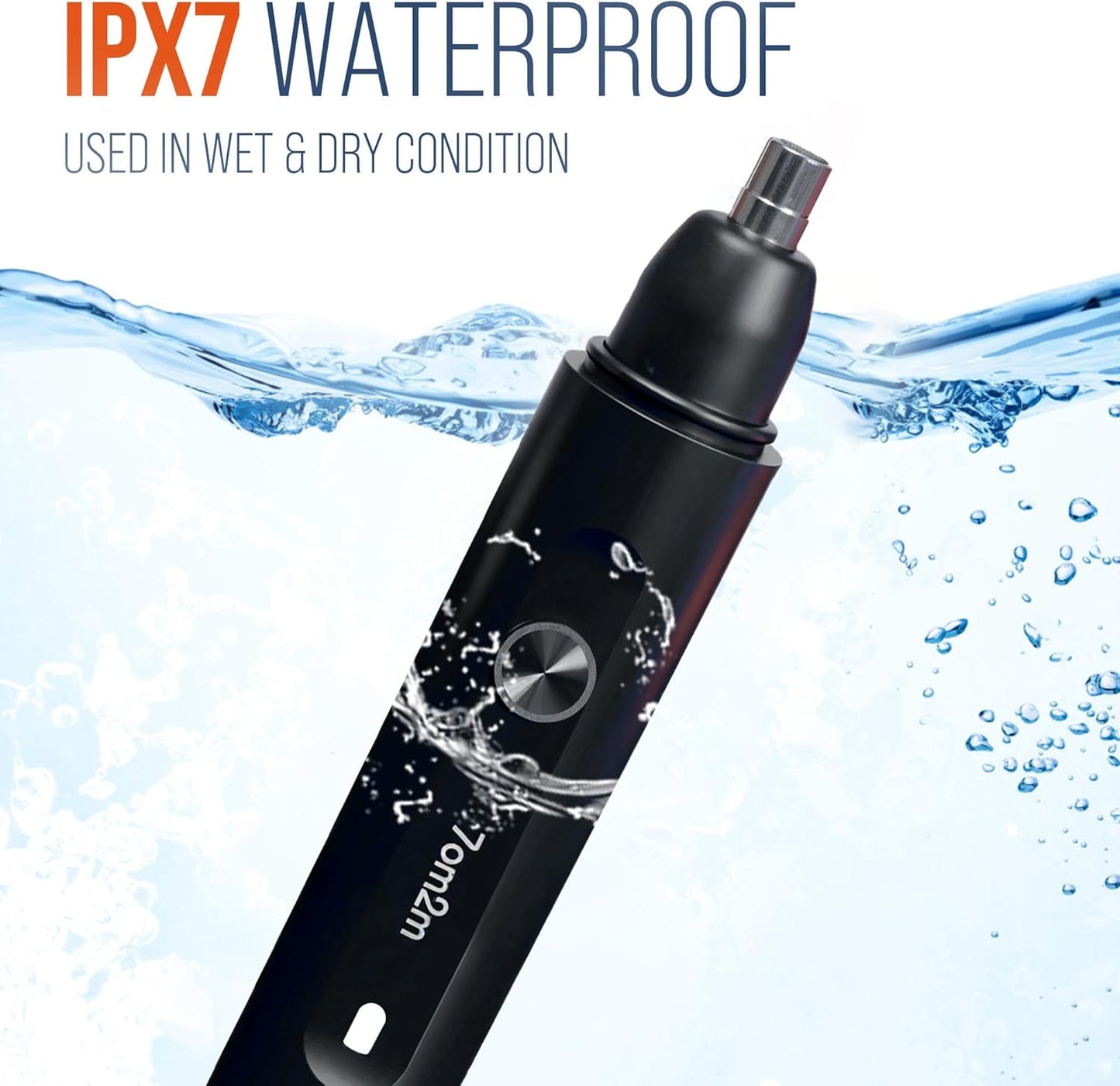 7AM2M PersonalCare Electric Nose and Ear Hair Trimmer – Rechargeable, 9000 RPM High-Speed Precision Cutting, Detachable Washable Blade, Portable Design Black