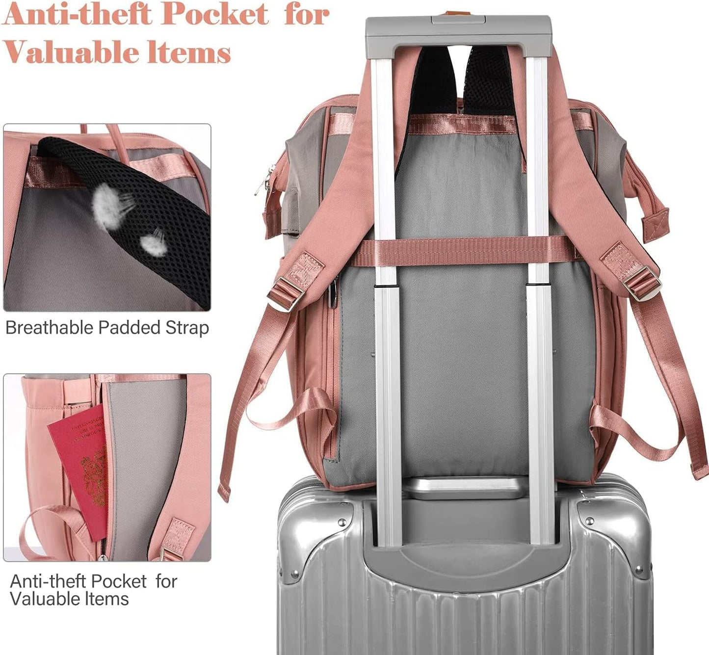 17.3 Inch Laptop Backpack for Women, Travel Anti Theft School Backpack with USB Charging Port, Water Resistant College School Computer Bag Gifts for Women, Girls, Teacher