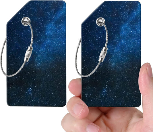 2 Luggage Tags, (1" Smaller Than Traditional) Perfect for Quick Luggage Identification with Stainless Steel Ring and Address Card for Travel and Luggage (Star)