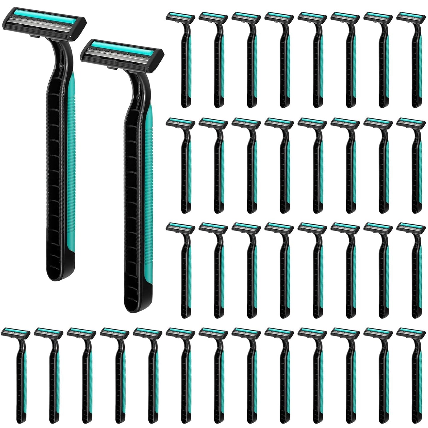 120 Pack Disposable Twin Blade Razors Individually Wrapped, Clear Safety Cap， Multipurpose Portable Shave Razor for Man Woman Bathing Hotel Travel (Green)