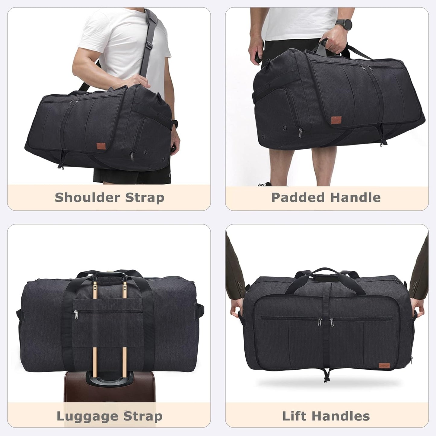 120L Foldable Collapsible Waterproof Travel Duffel Bag for Men and Women with Shoe Compartment
