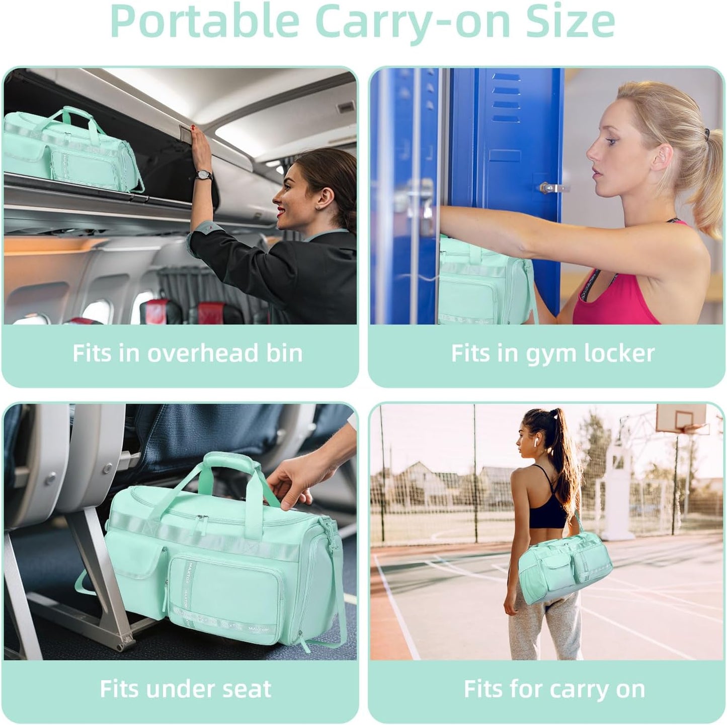 MAXTOP Gym Bag for Women Men Travel Duffle Bag Large Capacity Carry On Weekender Overnight Bag With Shoe Compartment Gym Tote Dry Wet Separation Duffel Bag for Travel